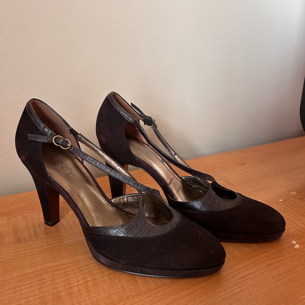 LOFT Chocolate Brown Heels with Elegant Strap